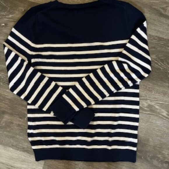 J.Crew Teddie Striped Blue White Cotton Knit Top Women's S - Picture 7 of 7